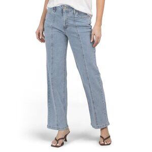 FLYING ANGEL Light Wash Mid Rise Straight Leg Jeans